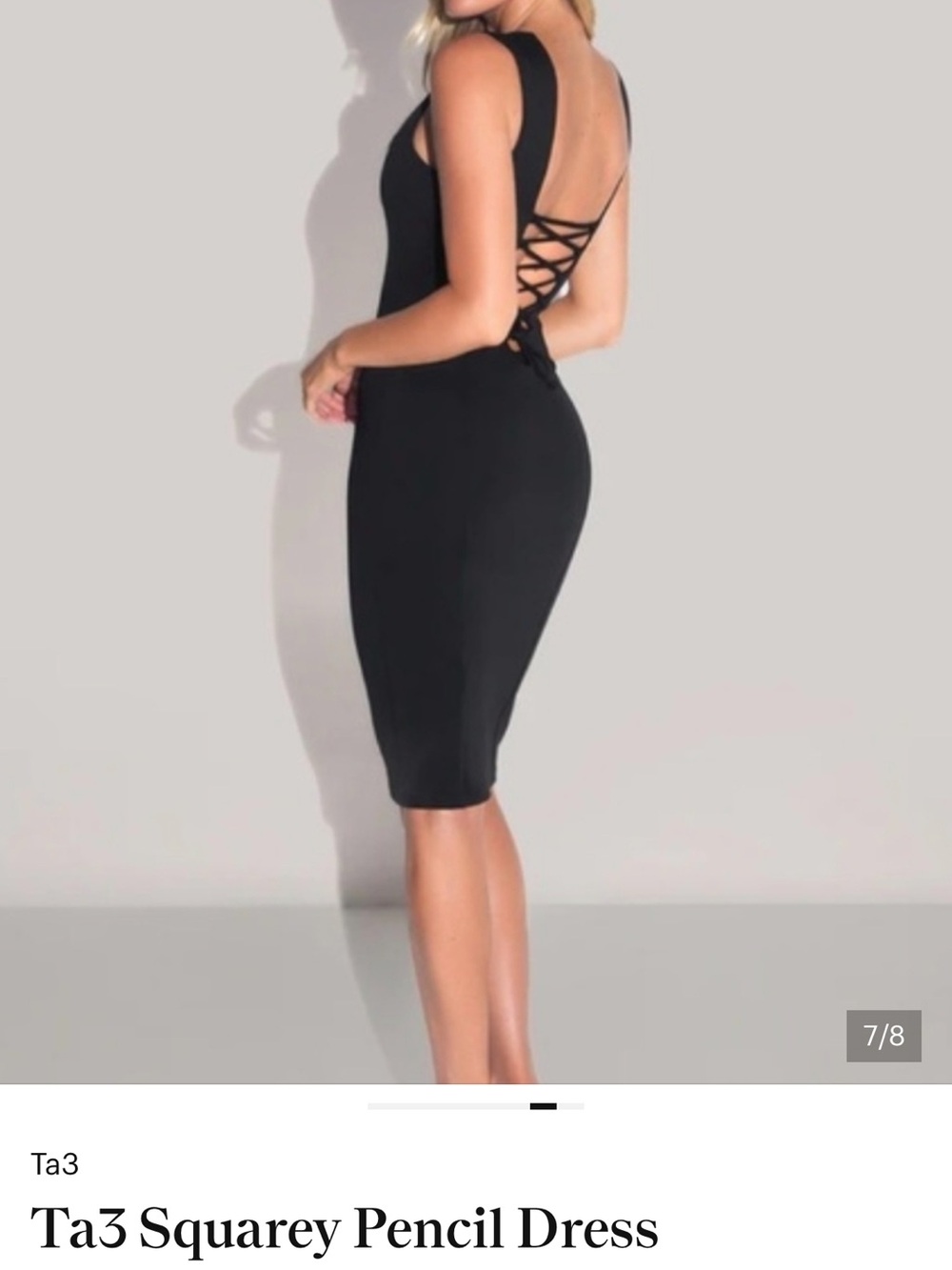 NWT TA3 Squarey Pencil Dress Size Large Black - Picture 2 of 6